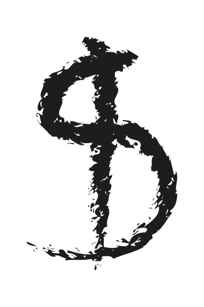 Charcoal dollar sign. Doodle hand drawn. vector