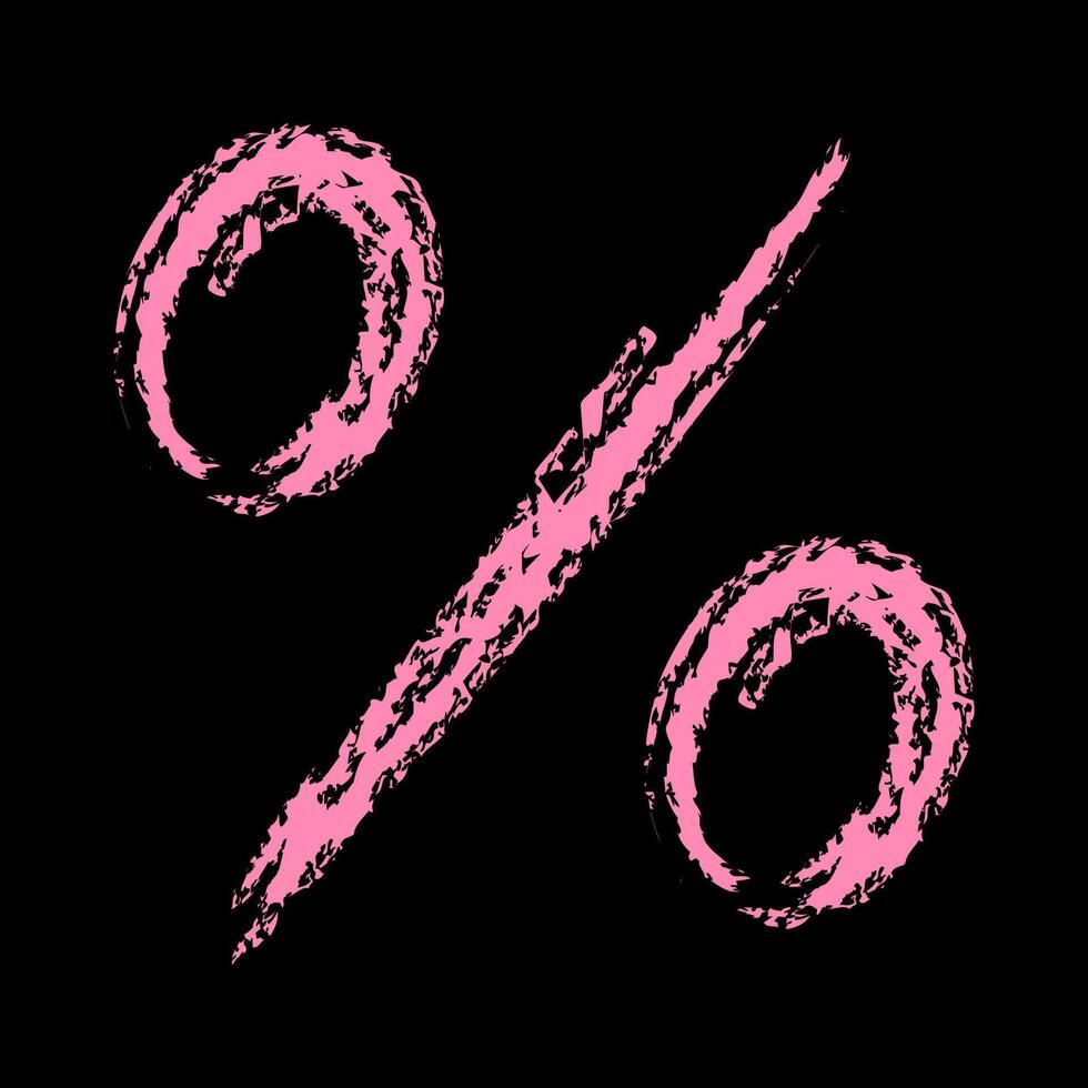 Chalk percent sign color. Doodle hand drawn. vector