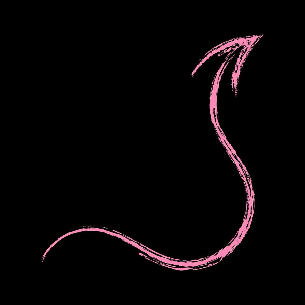 Wavy and arched arrow up right color. Chalk hand drawn arrow. vector