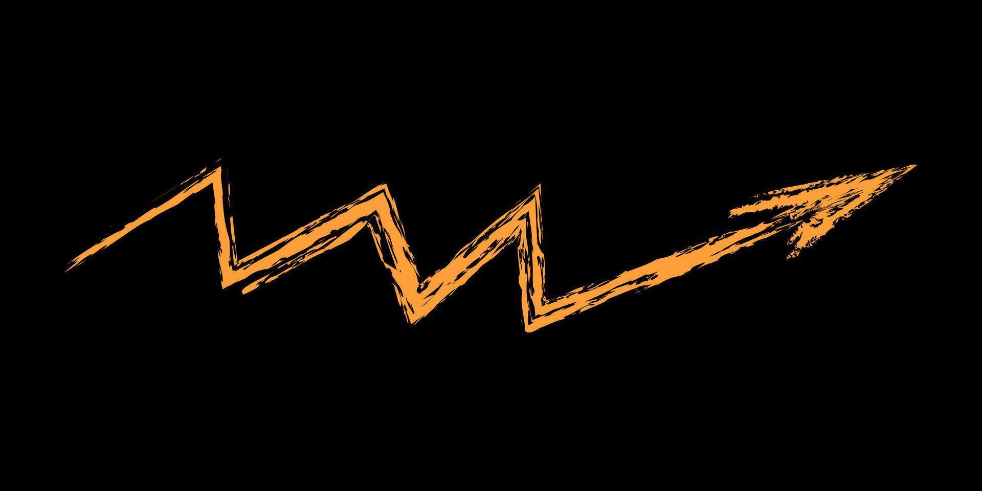Zigzag arrow to the right color. Hand drawn chalk arrow. vector