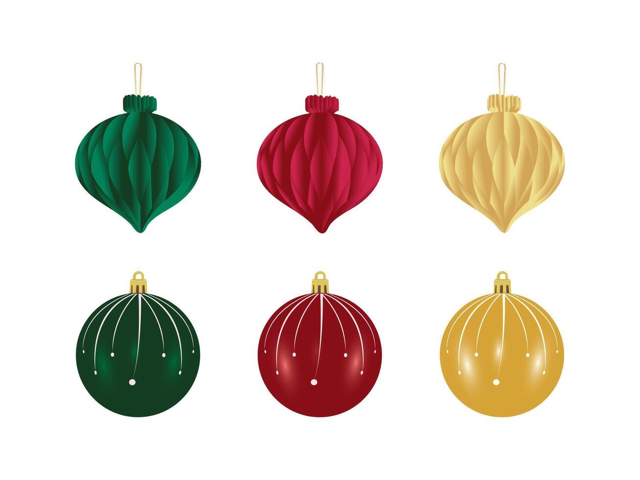 Set of Christmas decorations. Honeycomb and glass ball Christmas Ornament. vector