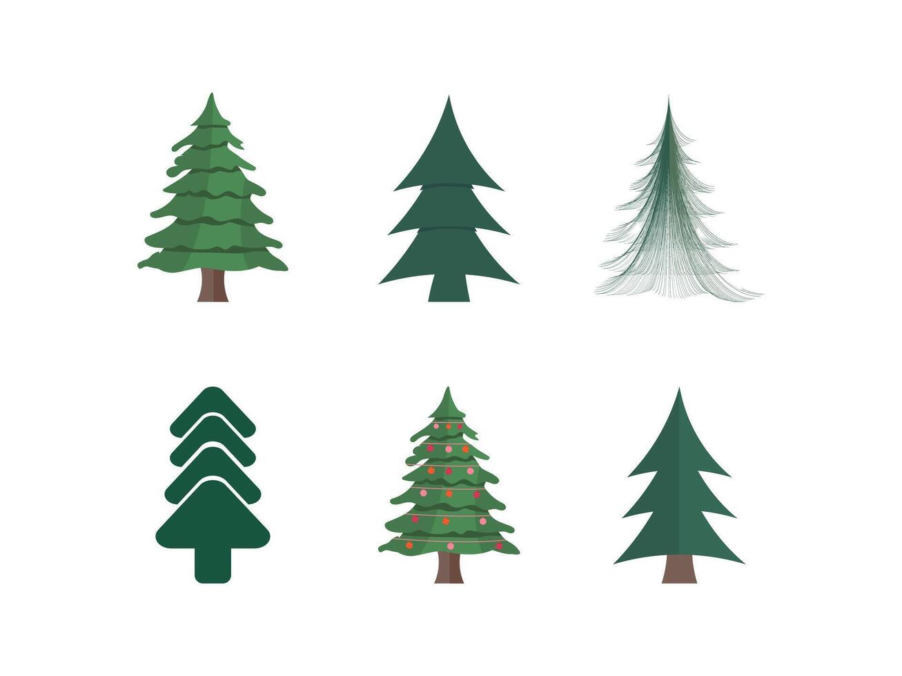 Set of Christmas Tree Illustration. Christmas festival tree. vector