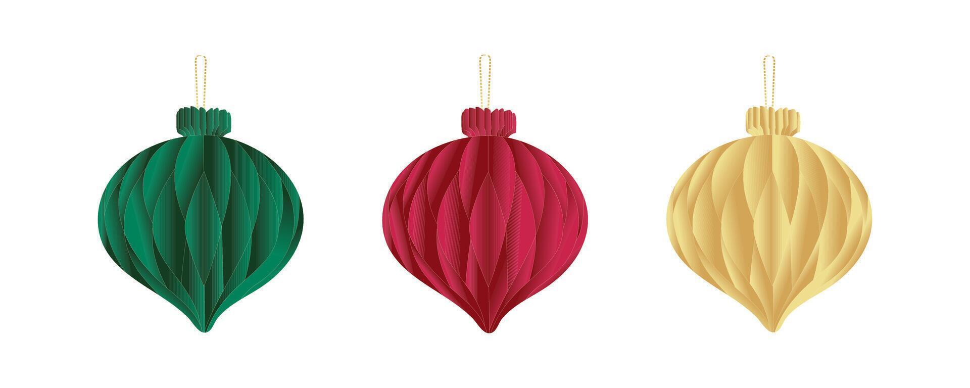 Set of Christmas Decoration Honeycomb Symbol illustration. Christmas Ornament. vector