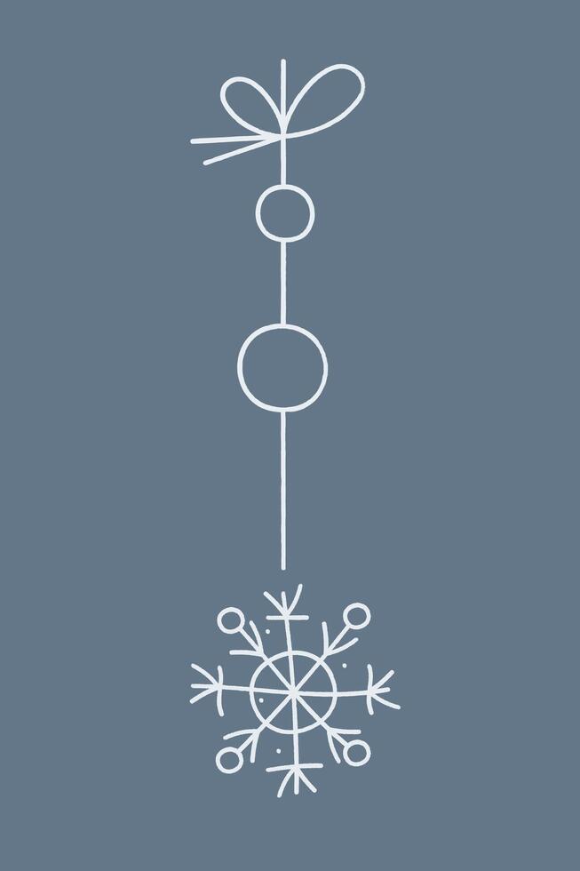 Abstract snowflake with circles on a string. Color clipart illustration. vector