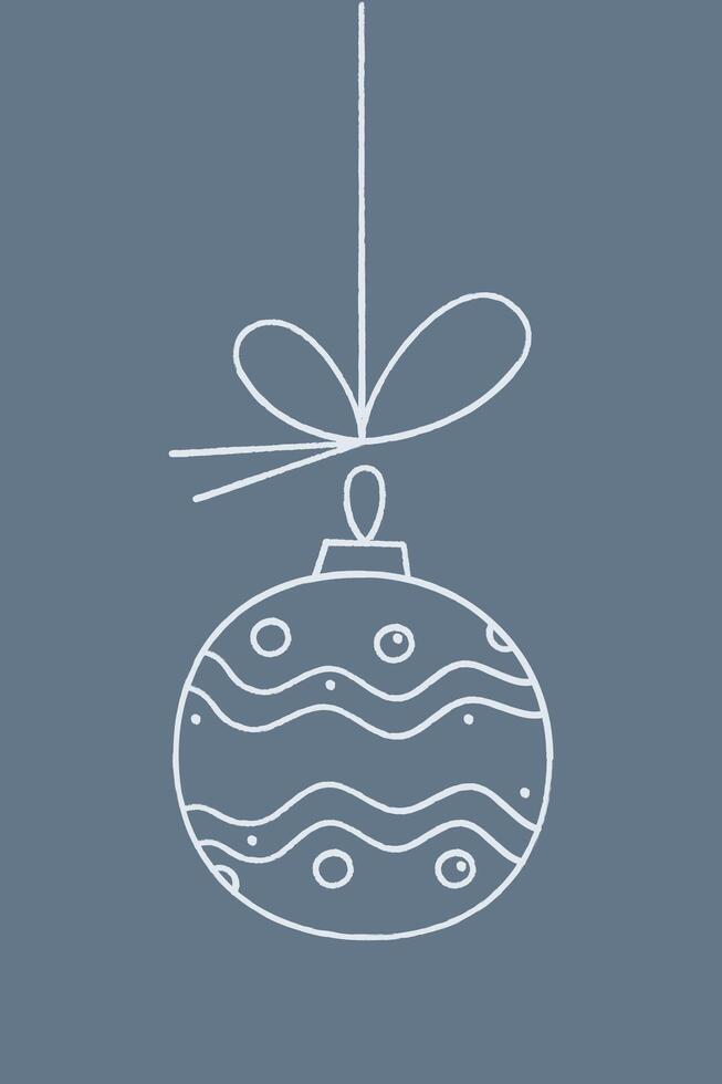 Christmas ball with a wavy pattern and circles on a string. Color clipart illustration. vector