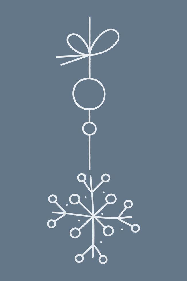 Snowflake with circles and bow on a string. Color clipart illustration. vector