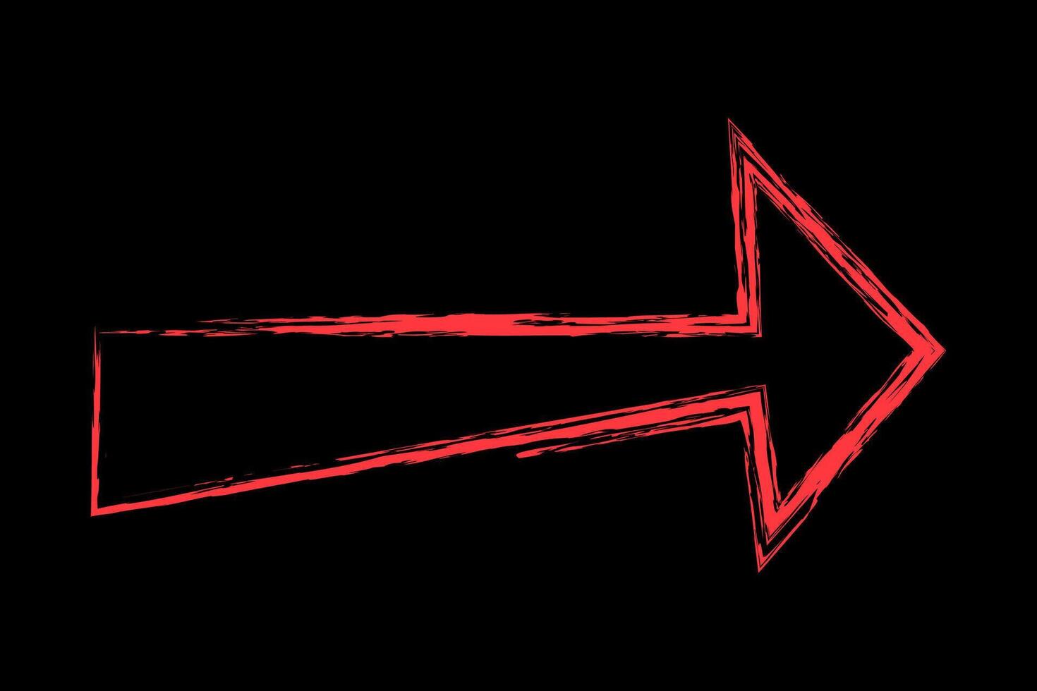Chalk contour thick arrow right color. Hand drawn arrow. vector