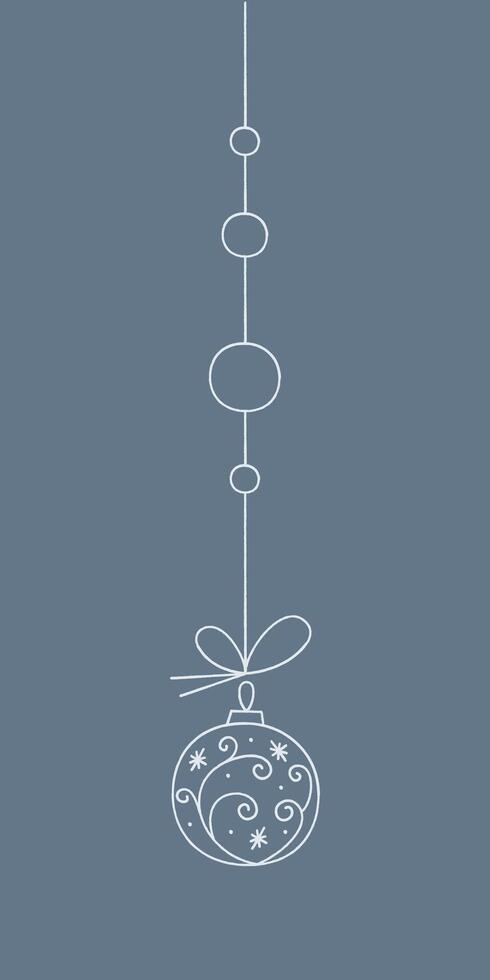 Christmas ball with pattern and snowflakes on a string. Color clipart illustration. vector