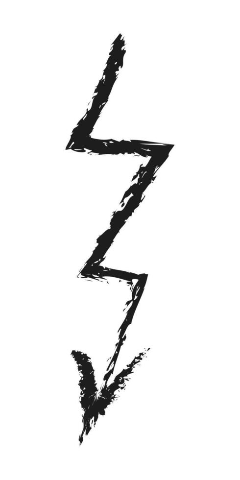 Zigzag down arrow. Charcoal hand drawn illustration. vector