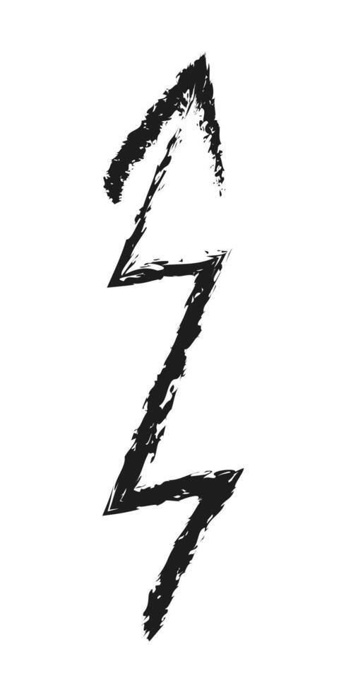 Charcoal zigzag up arrow. Hand drawn illustration. vector