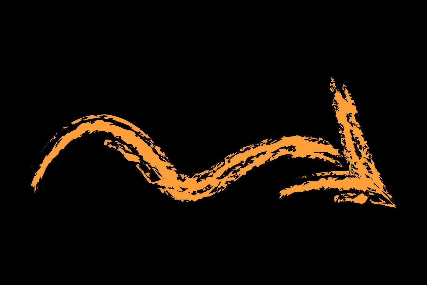 Simple wavy right arrow color. Chalk hand drawn arrow. vector