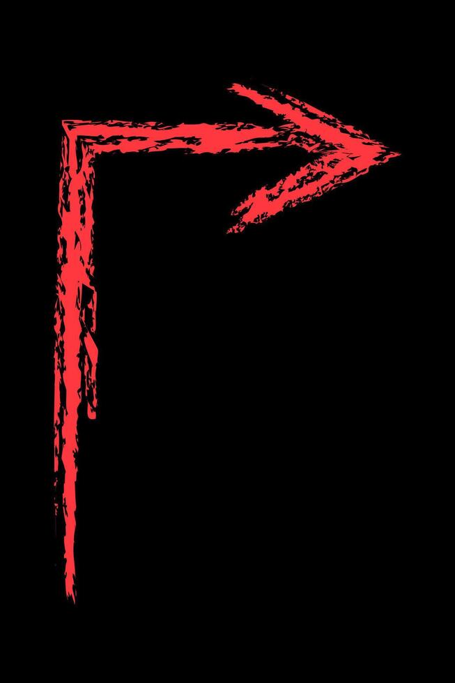 Right up arrow with angle color. Chalk hand drawn arrow. vector