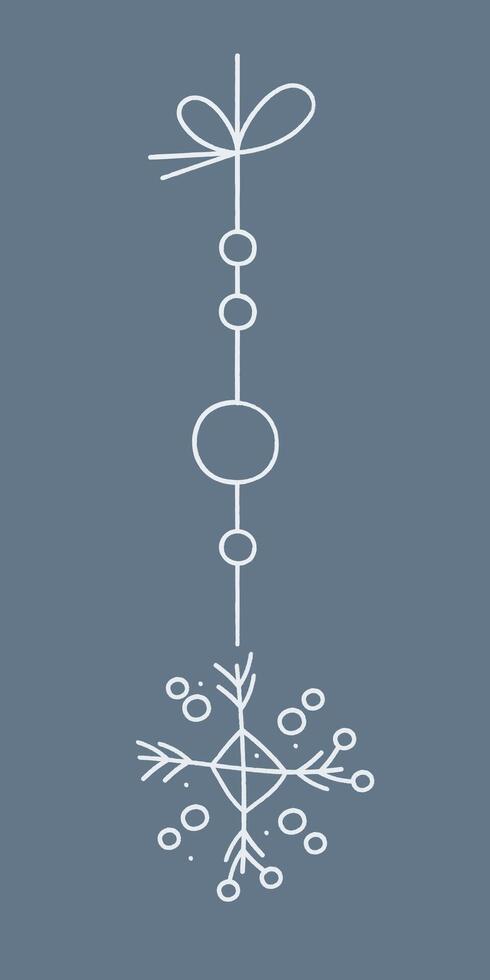 Snowflake with a rhombus and circles on a string. Color clipart illustration. vector