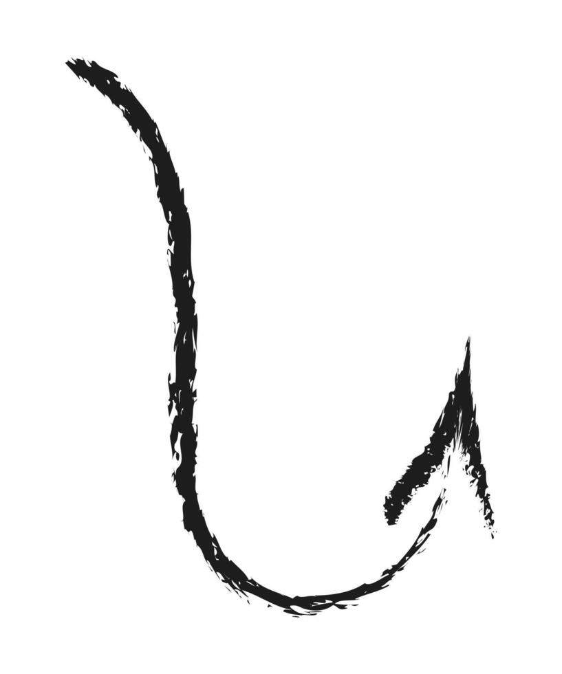 Arched arrow up. Hand drawn charcoal arrow. vector