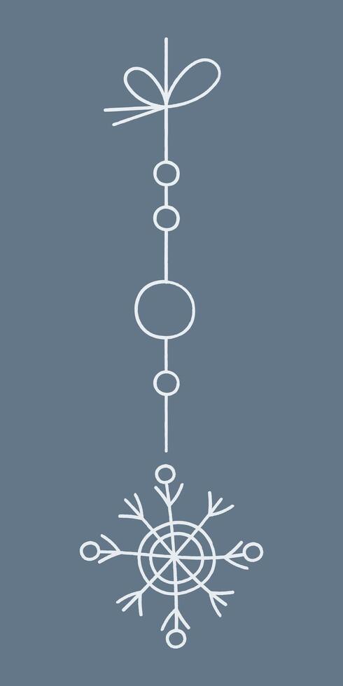 Snowflake with two circles on a string. Color clipart illustration vector
