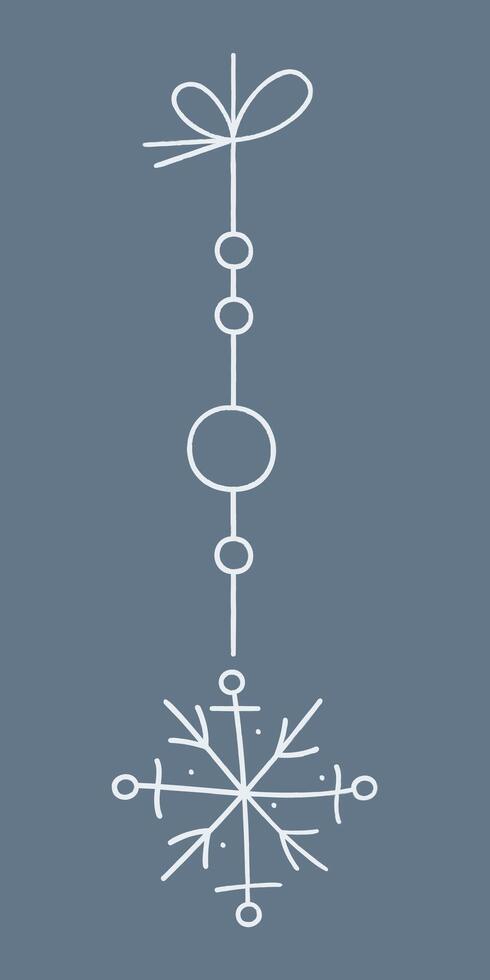 Abstract snowflake on a long thread. Color clipart illustration. vector