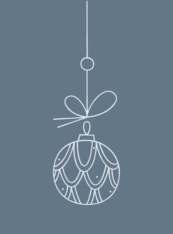 A Christmas ball with a pattern like a pine cone on a string. Color clipart illustration. vector