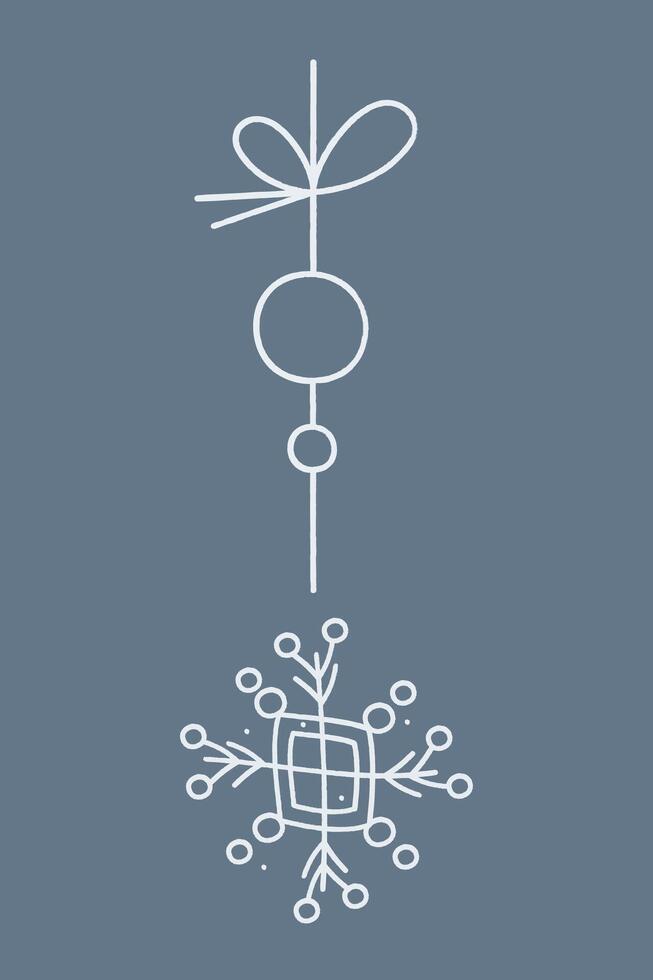 Snowflake with two quadrangle on a string. Color clipart illustration. vector