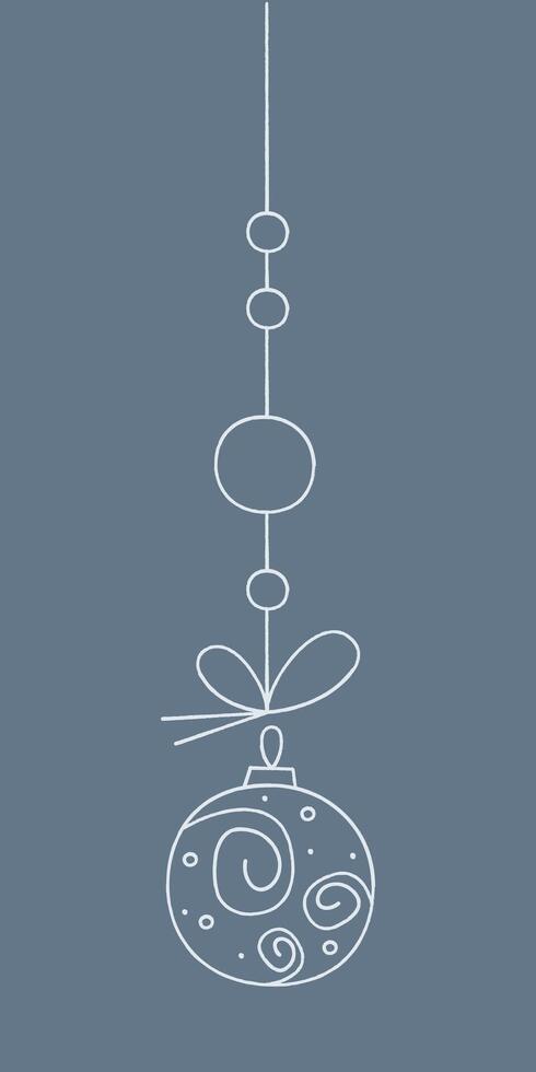 Christmas ball with a spiral pattern on a string. Color clipart illustration. vector