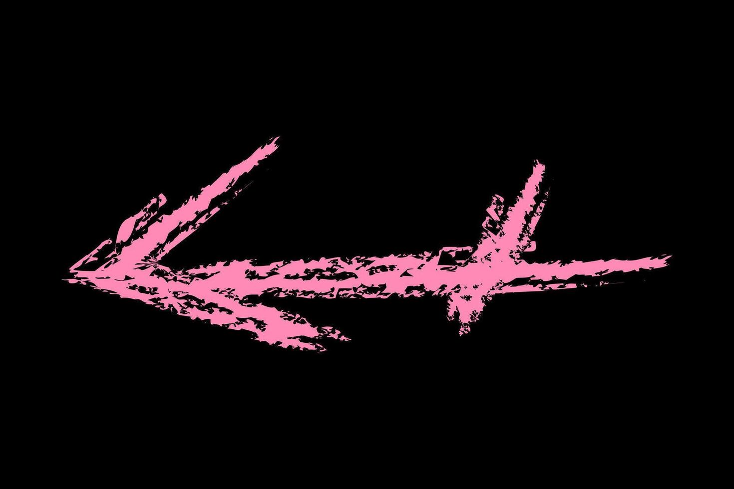 Left arrow with slash color. Chalk hand drawn arrow. vector