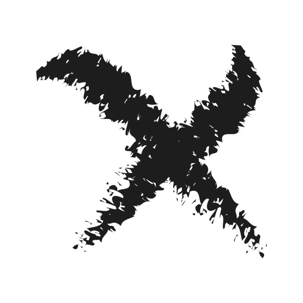 Charcoal cross. Doodle hand drawn. vector