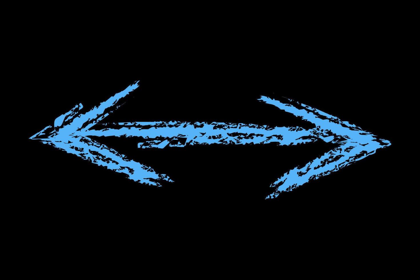 Simple two-way left and right arrow color. Chalk hand drawn arrow. vector