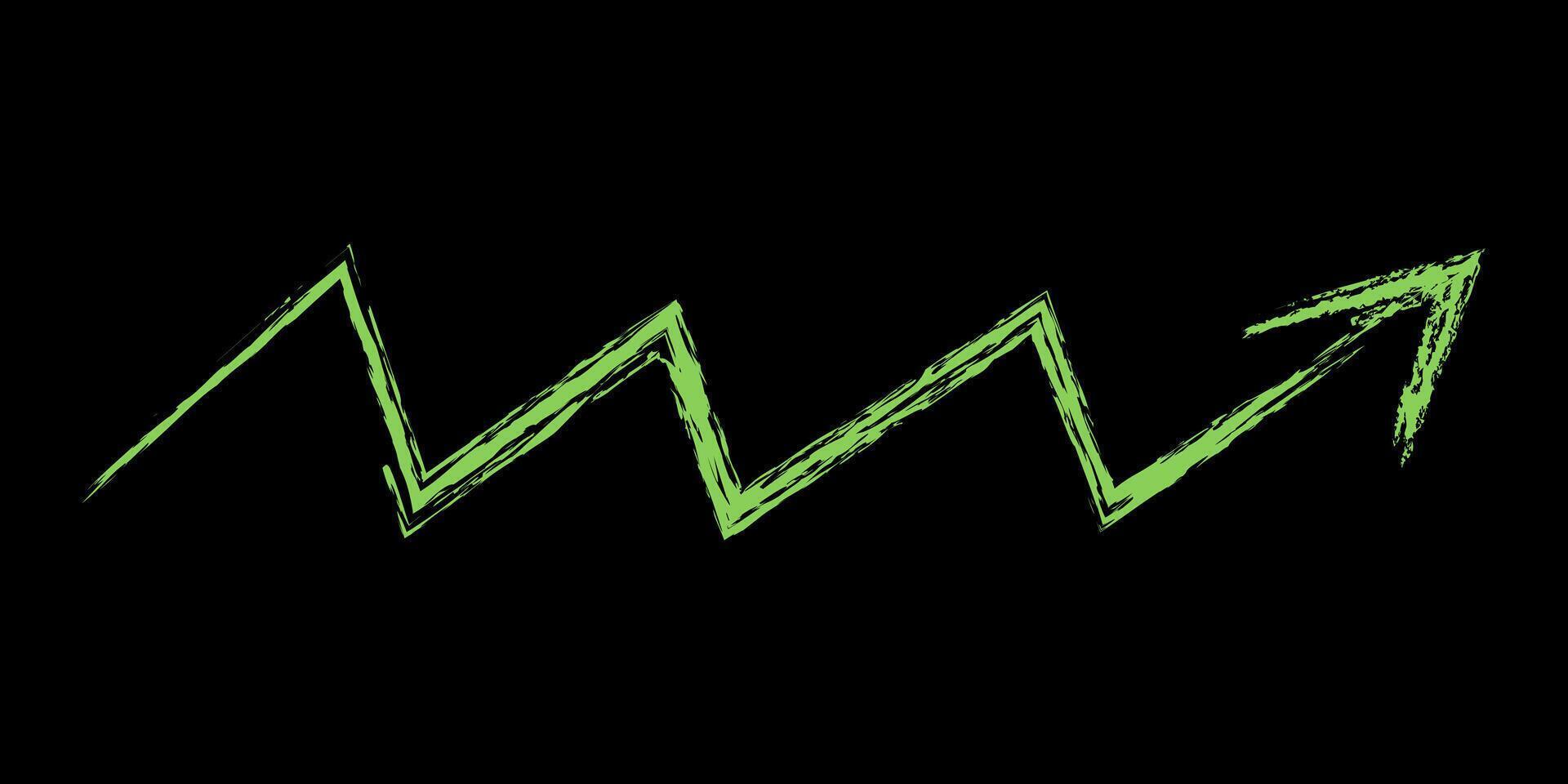 Zigzag up right arrow color. Chalk hand drawn arrow. vector