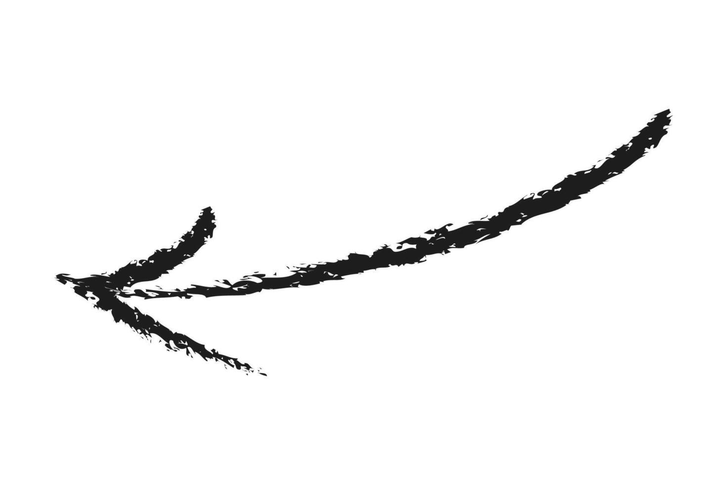 White and black charcoal arch shape arrow left. Hand drawn arrow. vector