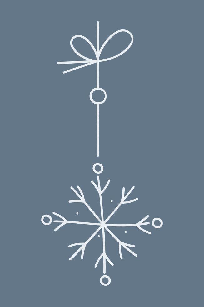 Abstract snowflake with a bow on a string. Color clipart illustration. vector