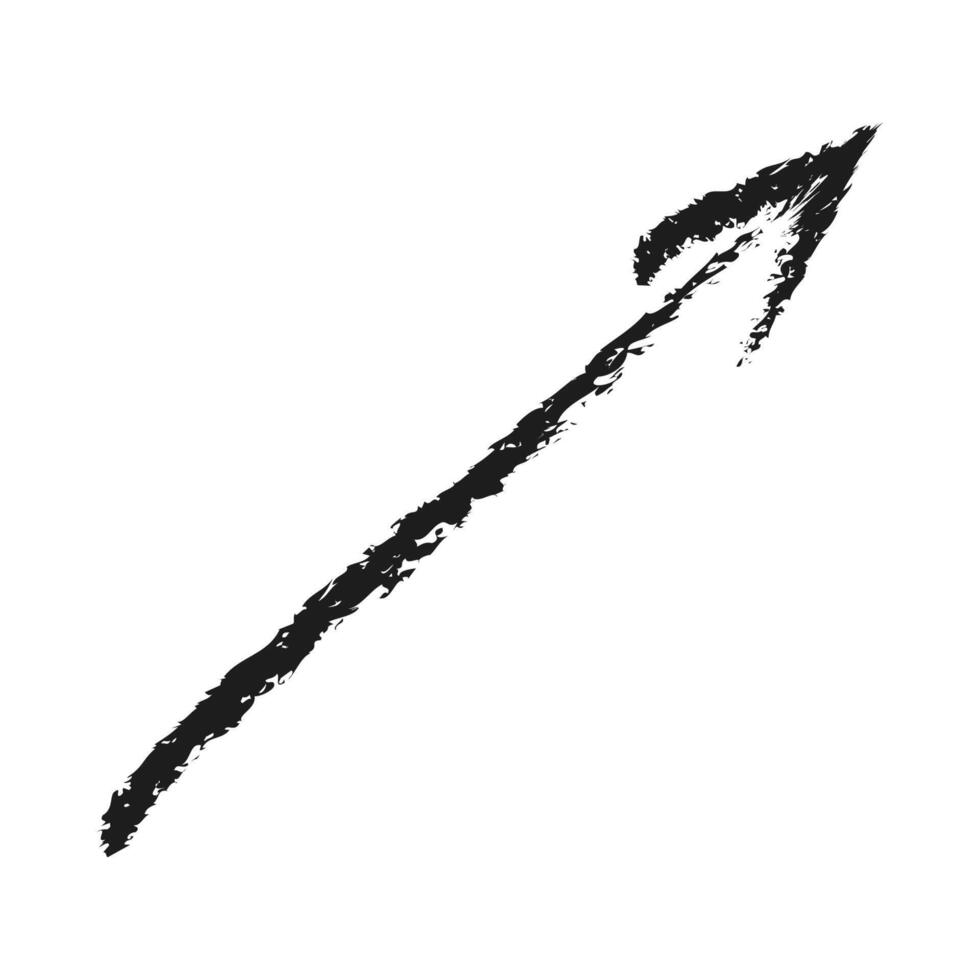 Charcoal straight arrow up right. Doodle hand drawn. vector