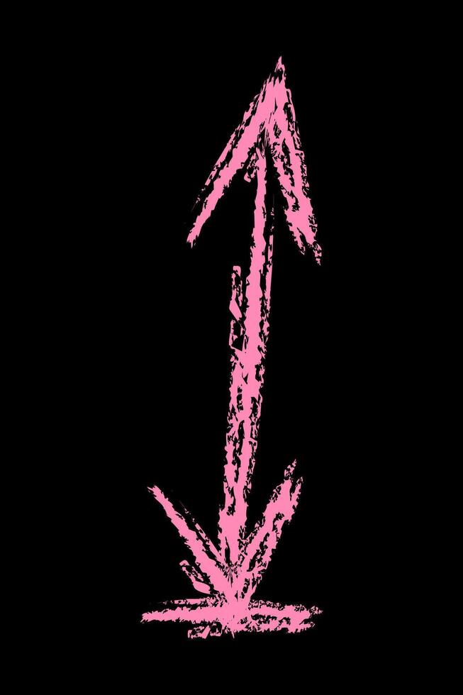 Double-sided arrow with a line at the bottom color. Chalk hand drawn arrow. vector