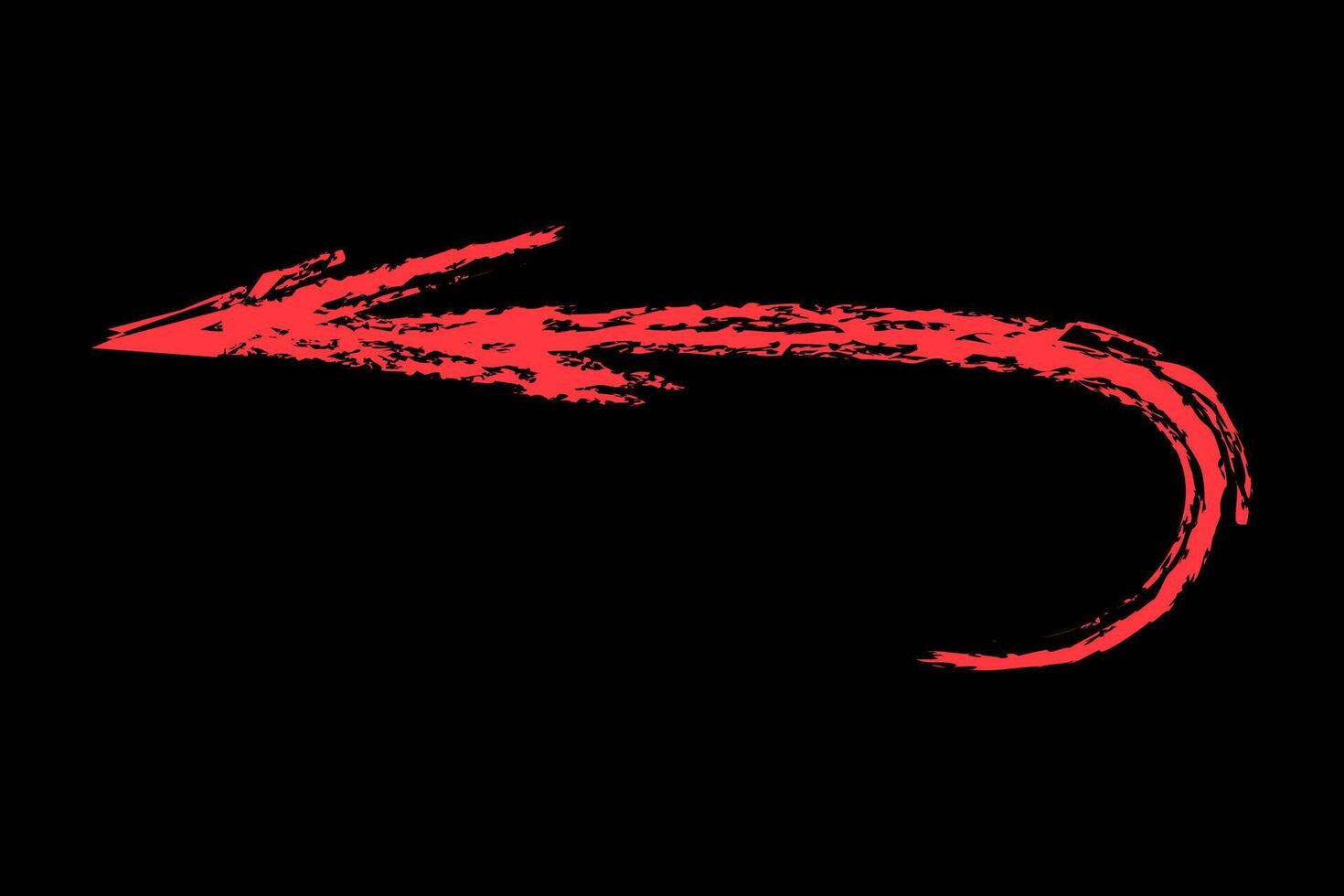 Rounded arrow to the left up color. Chalk hand drawn arrow. vector