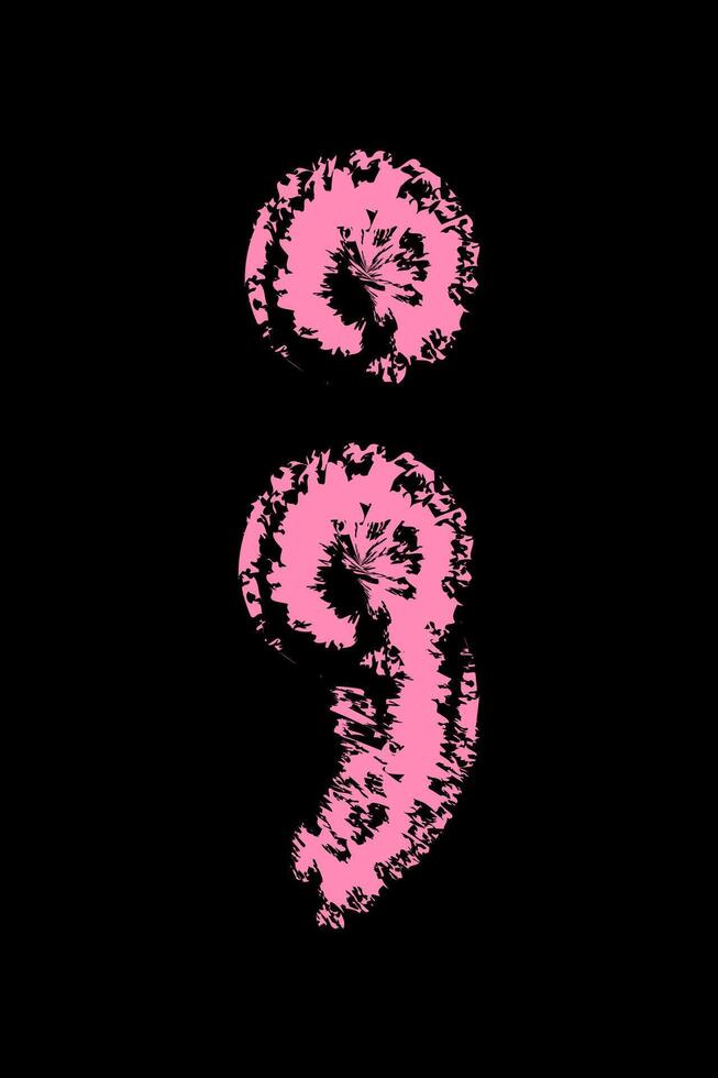 Chalk semicolon color. Doodle hand drawn. vector