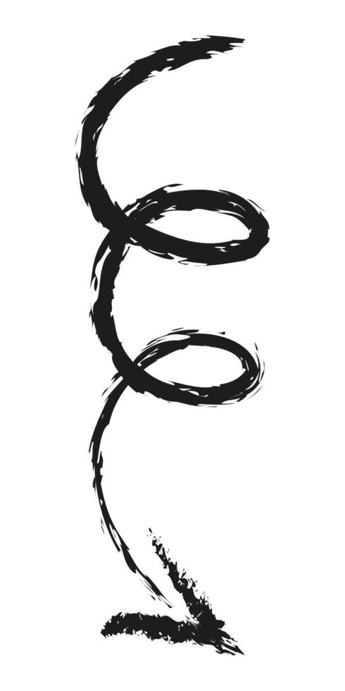 Charcoal curling down arrow. Hand drawn arrow. vector