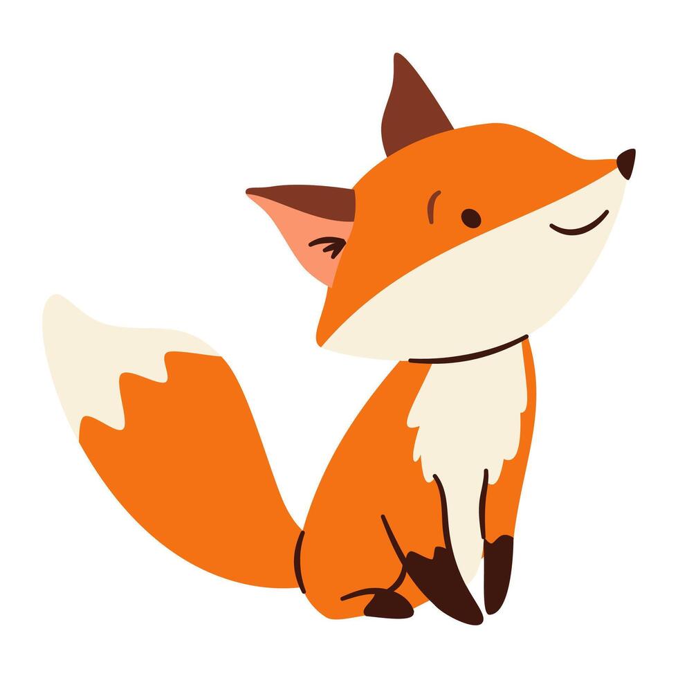 Flat illustration. Cute forest kind fox. Child illustration on white background vector