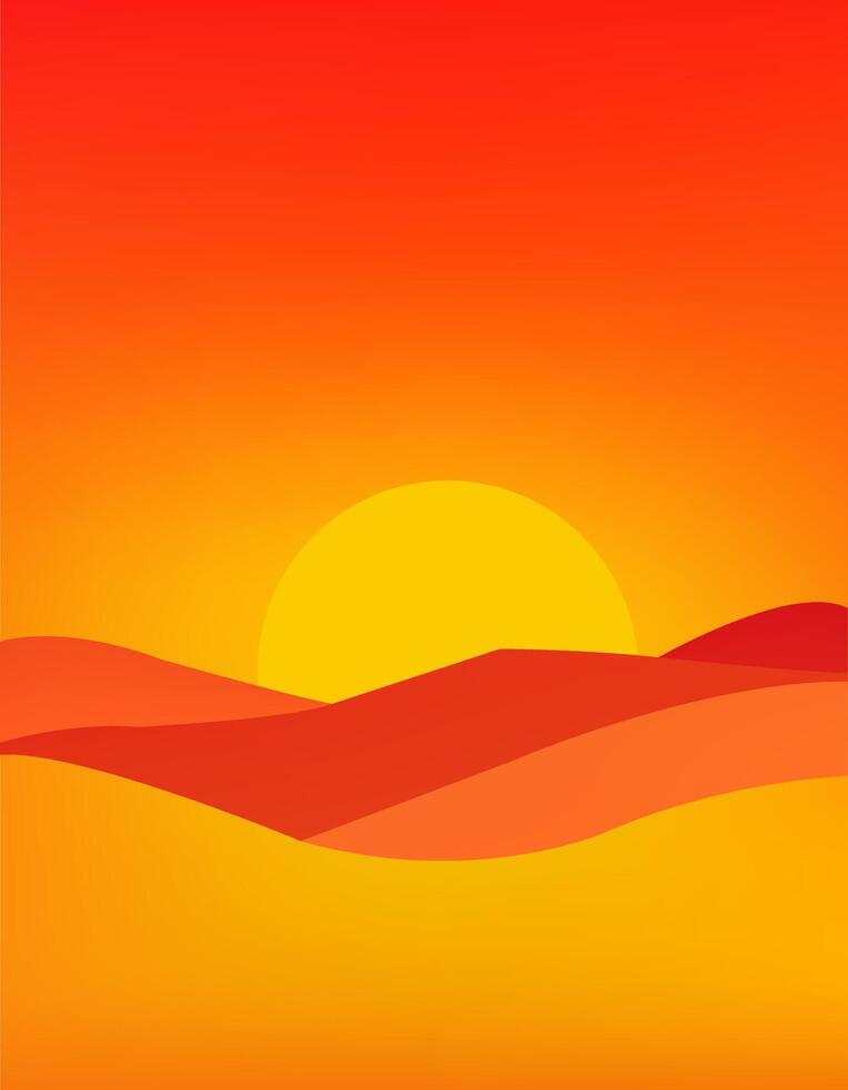 Sunset in desert background design. Wallpaper design vector