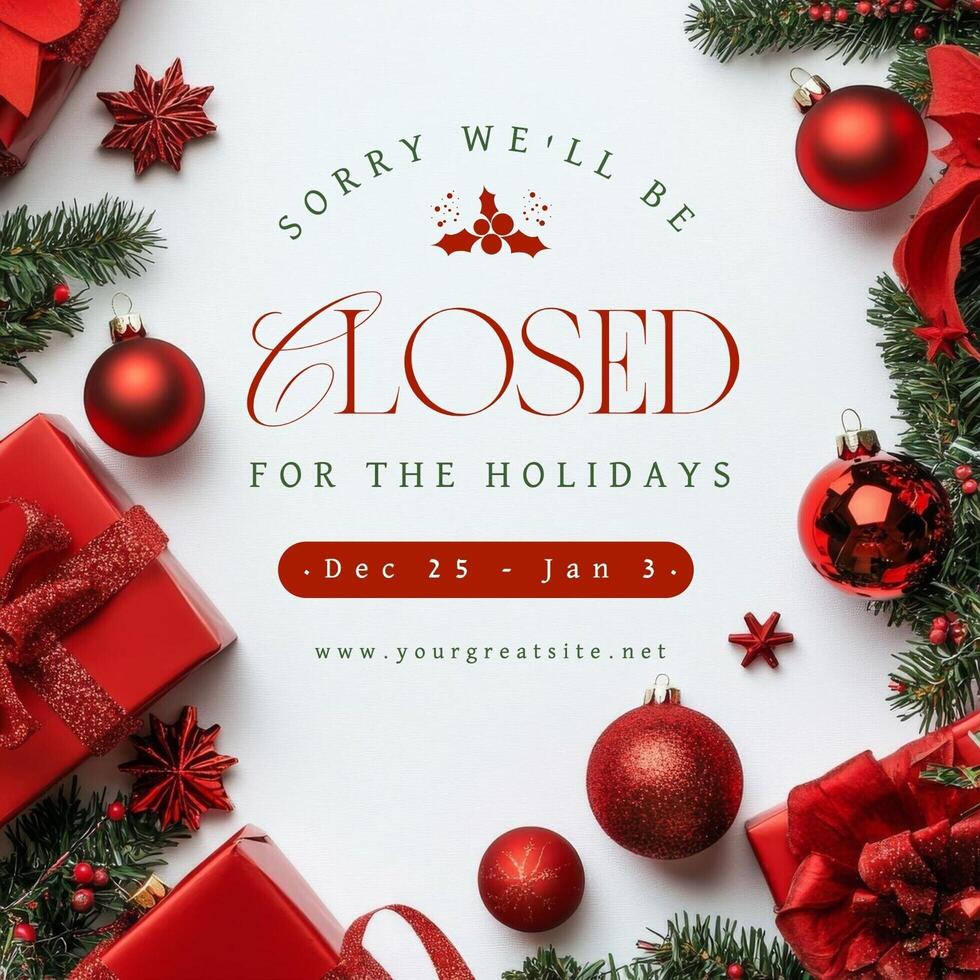 Holiday Announcement with Christmas Ornaments for Linkedin Post template