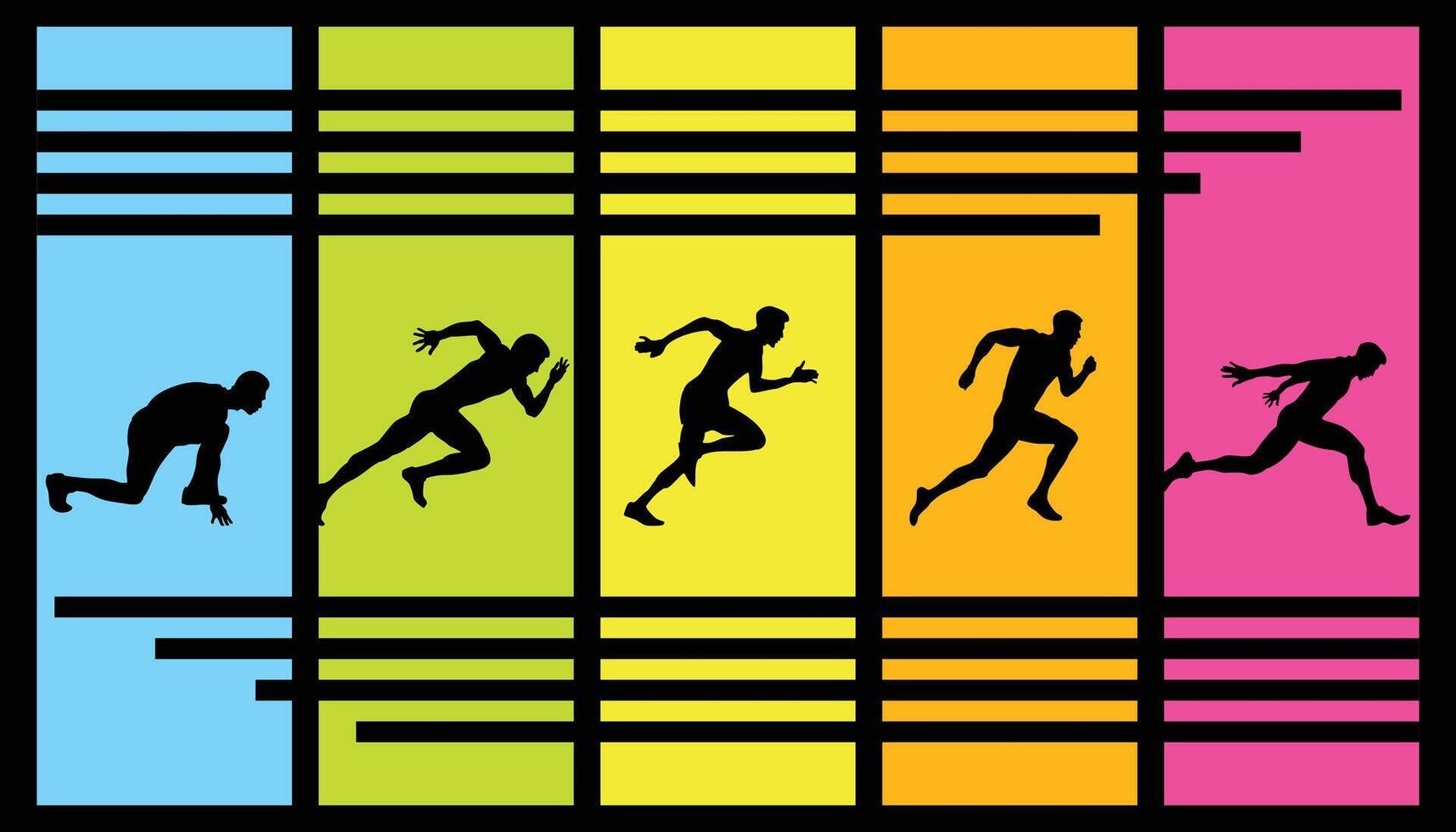 running man athlete art silhouette vector