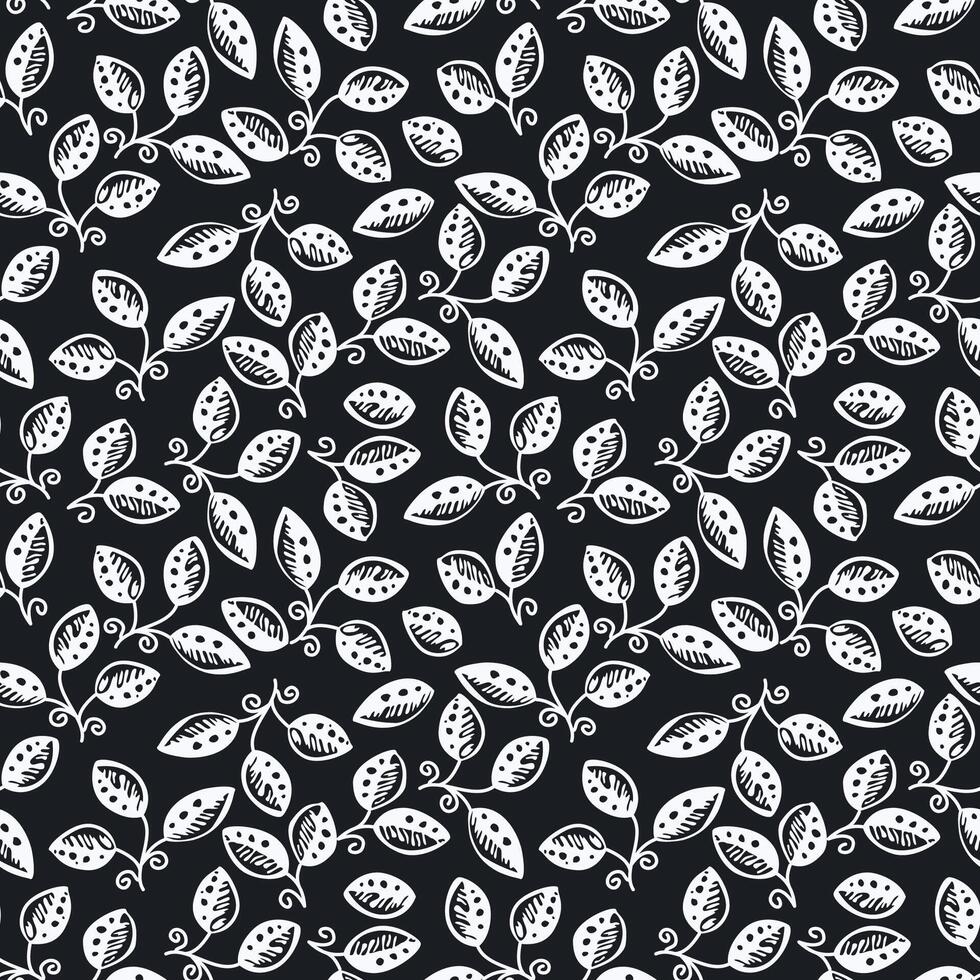 hand drawn batik leaves pattern vector