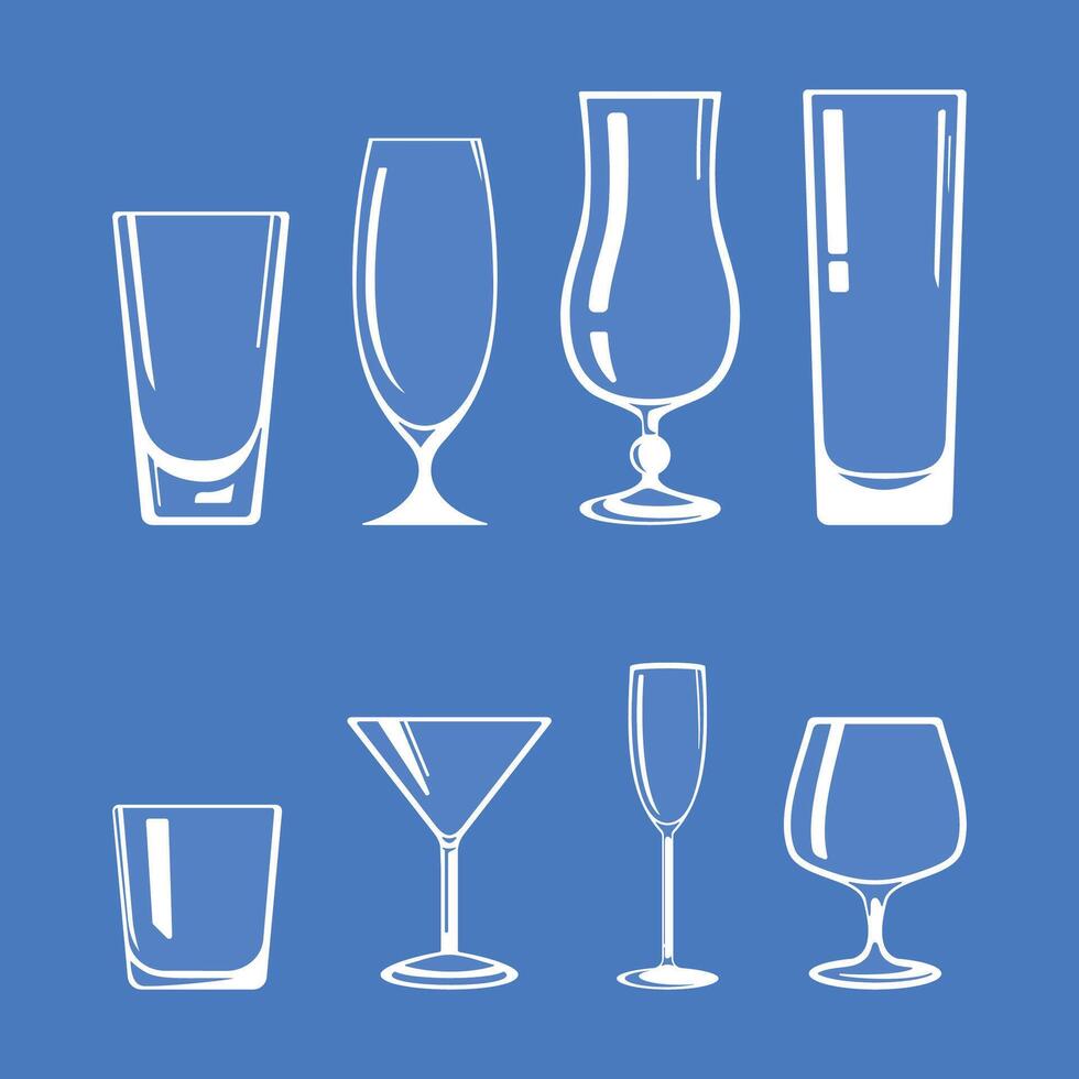 flat shiny silhouette different glasses vector
