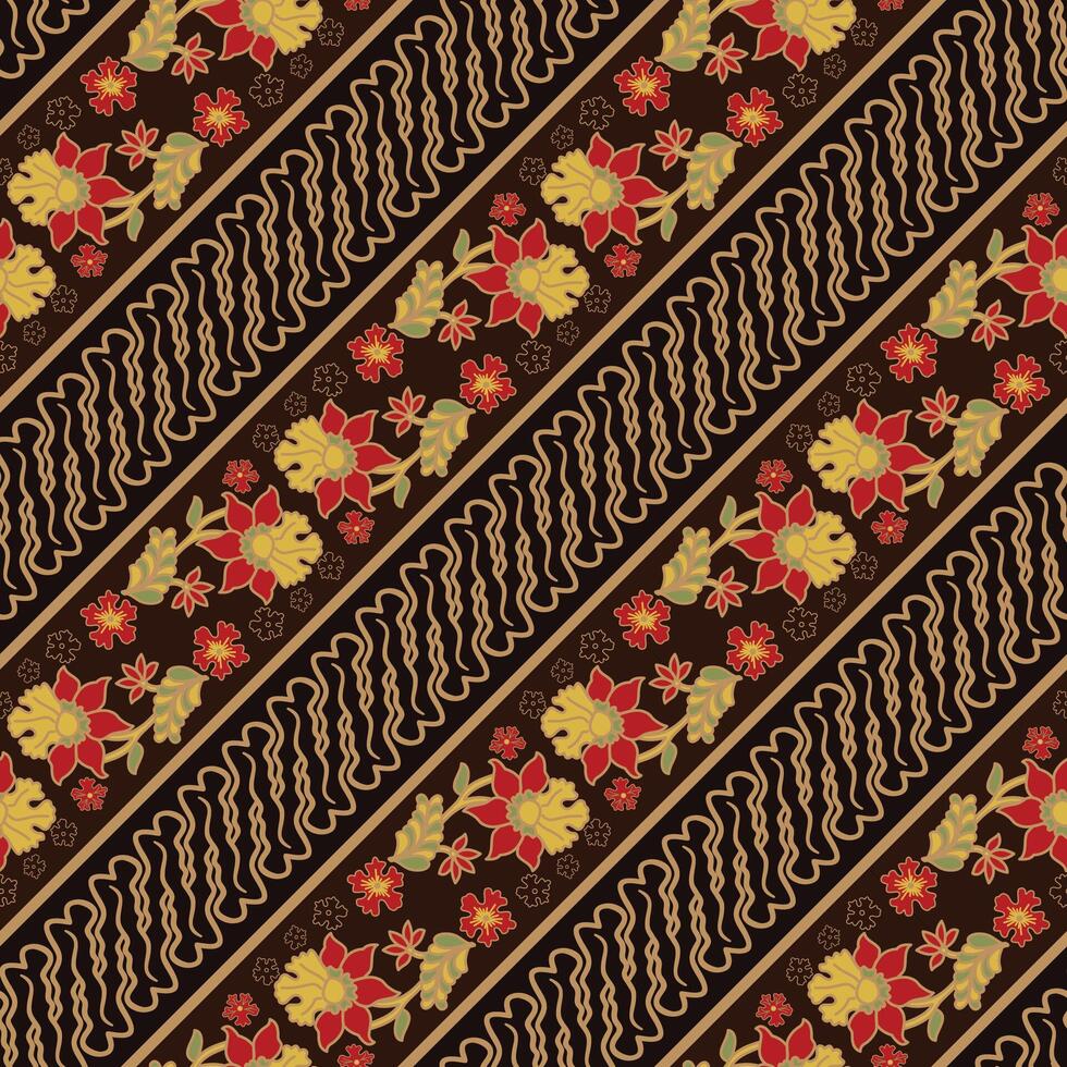 floral batik parang seamless pattern vector