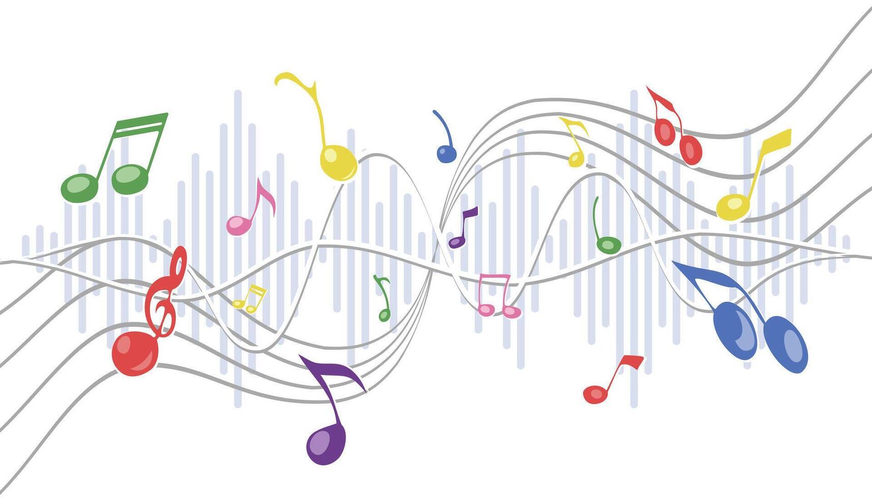 colorful flat art music notes vector