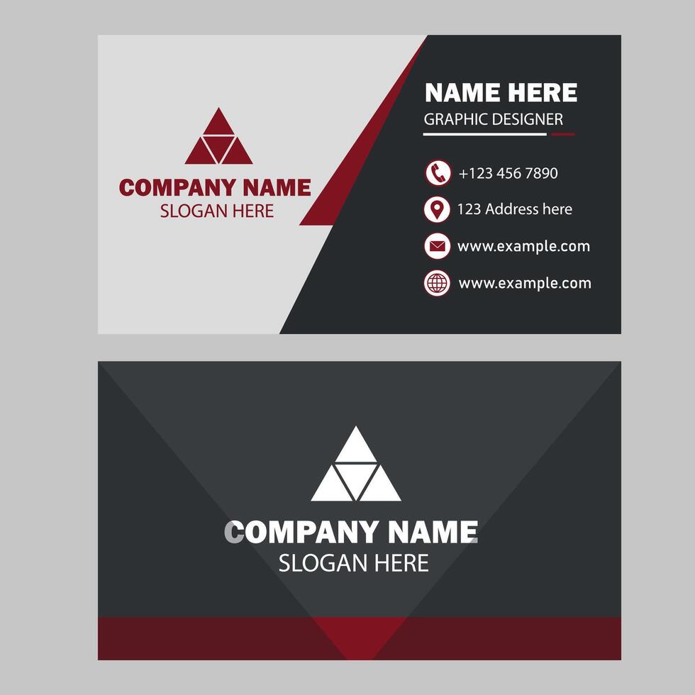 Red and black color business card design vector