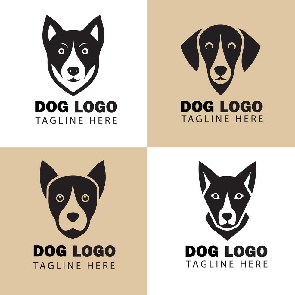 Minimal dog face logo design vector