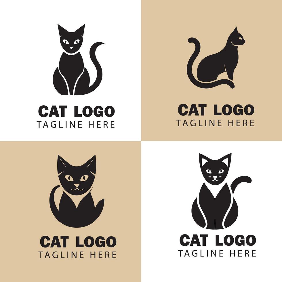 Minimal cat logo design vector