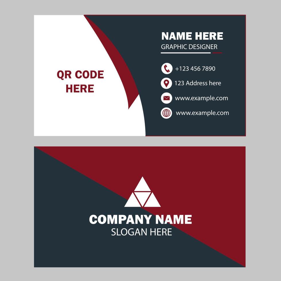 Red and blue color business card design vector