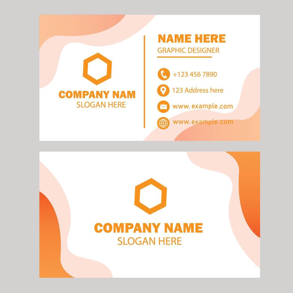 Orange color creative business card design vector