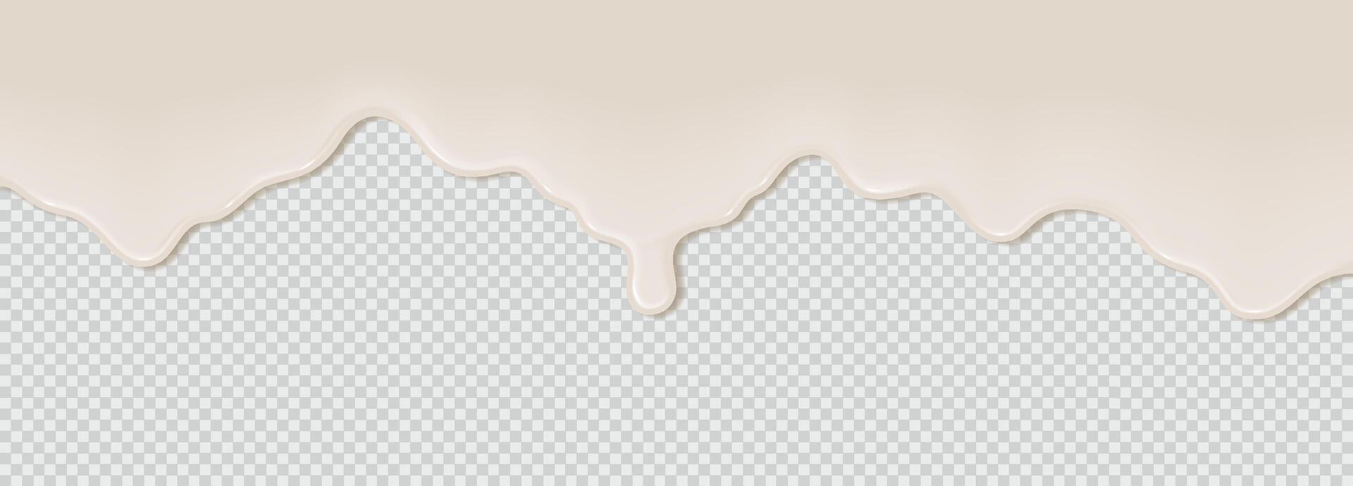 Slime substance dripping realistic illustration. Creamy sludge flow. Jelly fluid texture 3d element on background vector