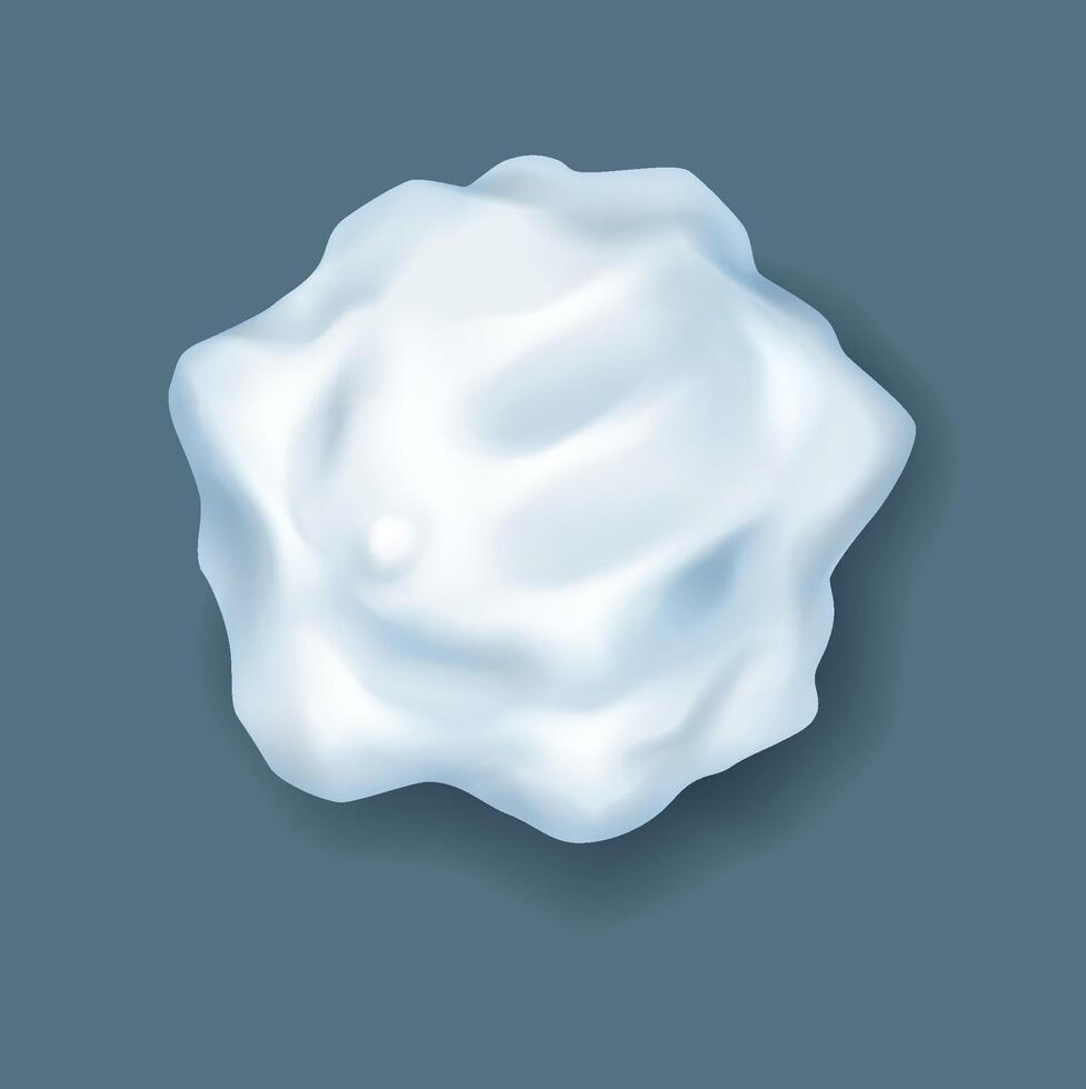 Snow ball with small palm print realistic illustration. Winter fight with ice. Christmas holiday game fight with snowball 3d object on grey vector