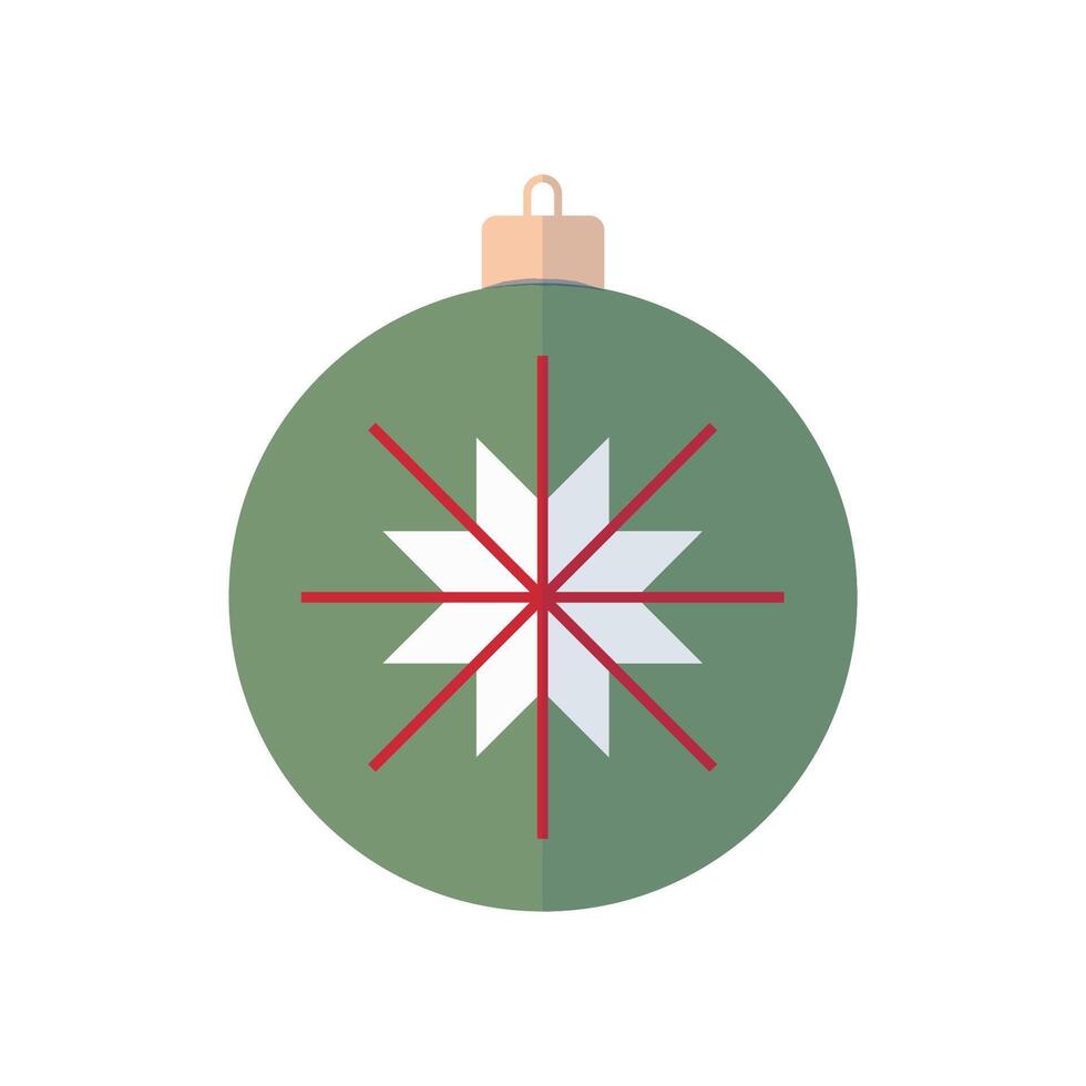 Christmas decorative bauble with snowflake. Modern geometric Christmas flat design. Holiday theme clip art. vector